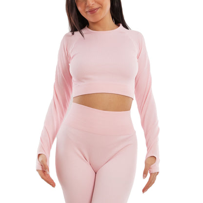 toocool completo sportivo donna 2 pezzi set palestra seamless costine top crop foro per pollice leggings push up vita alta toocool s90077 nero sm