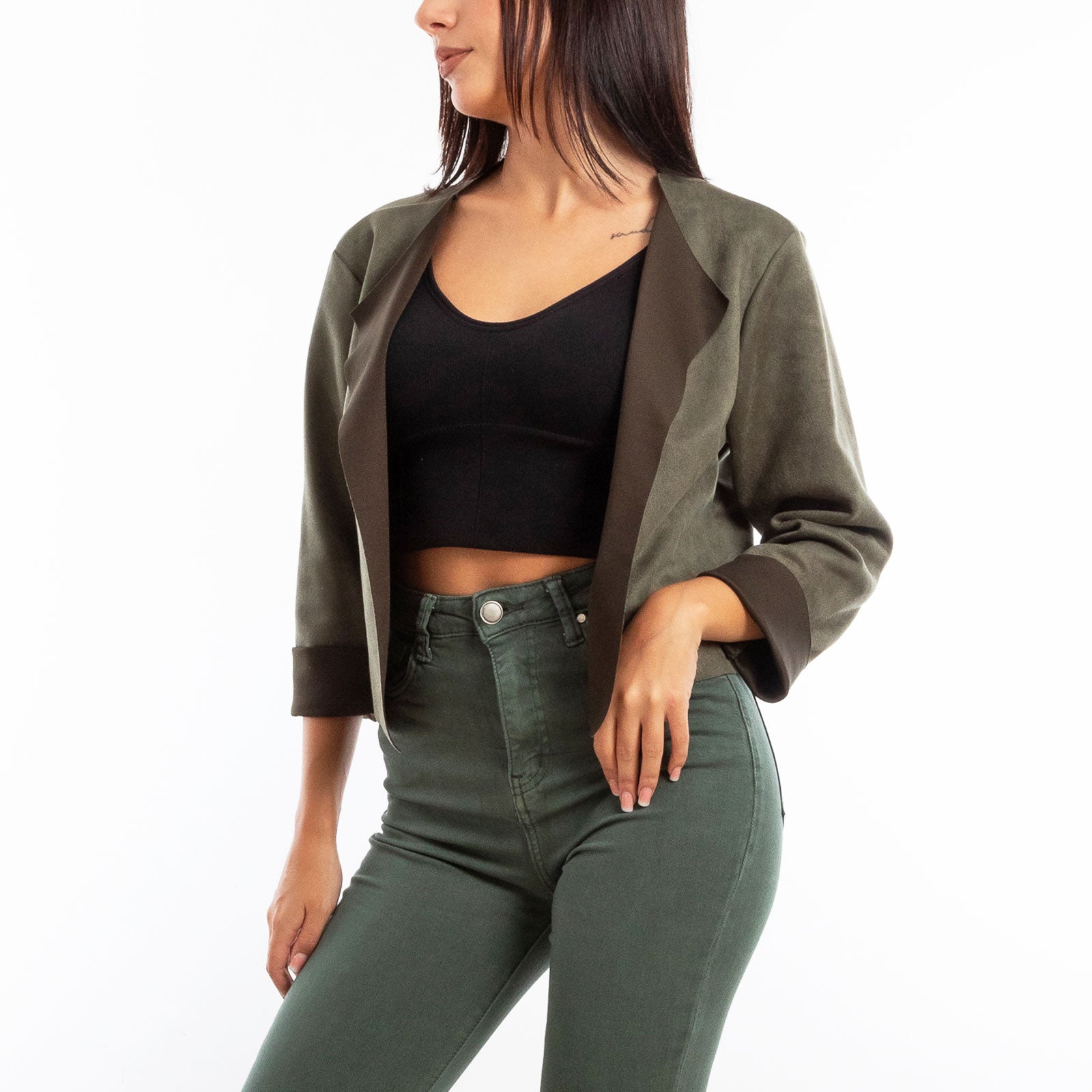 toocool giacca donna finta pelle scamosciata aperta 20868