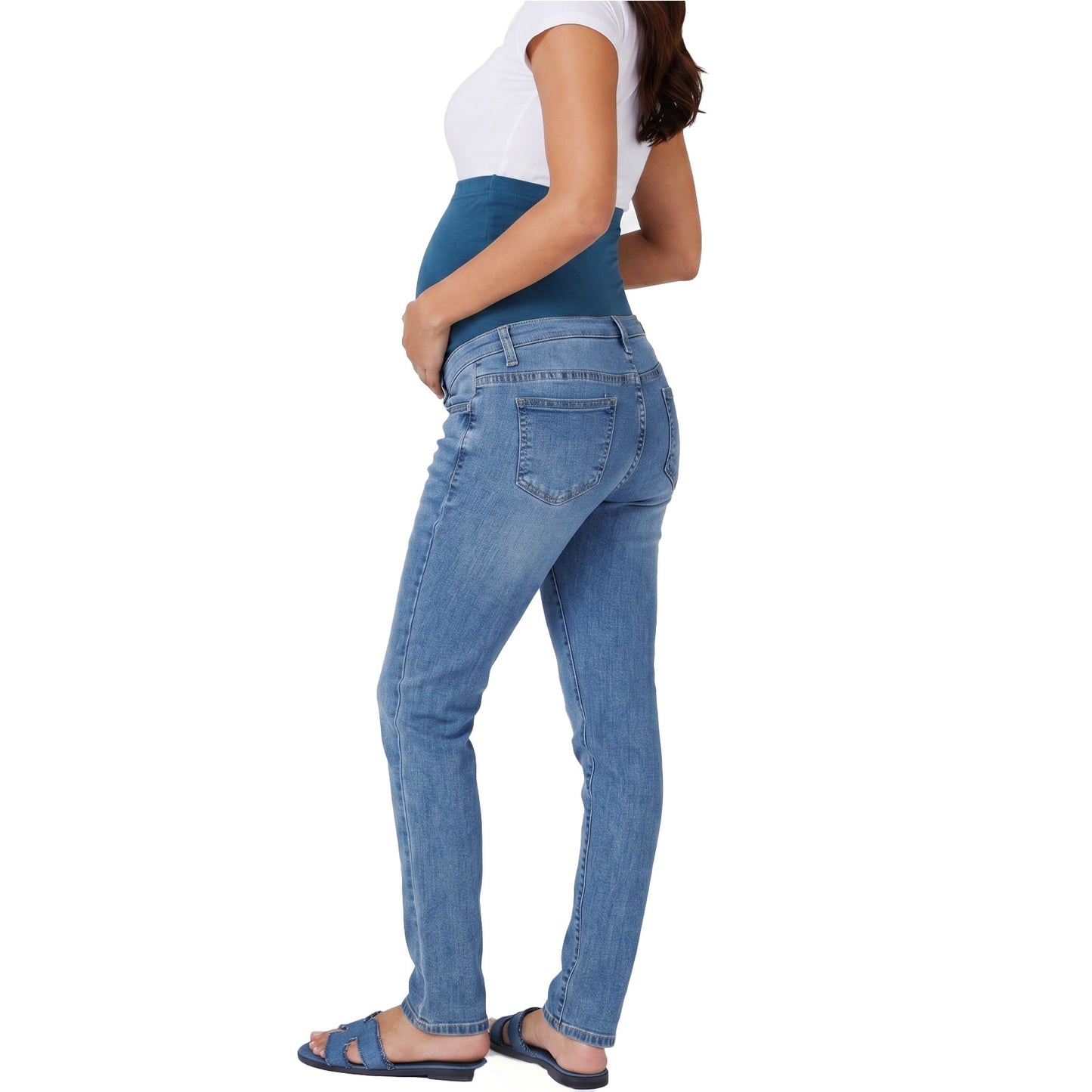 toocool jeans premaman skinny fascia elastica sopra il pancione denim elasticizzato comfort fit pantaloni gravidanza toocool k6720 blu 42