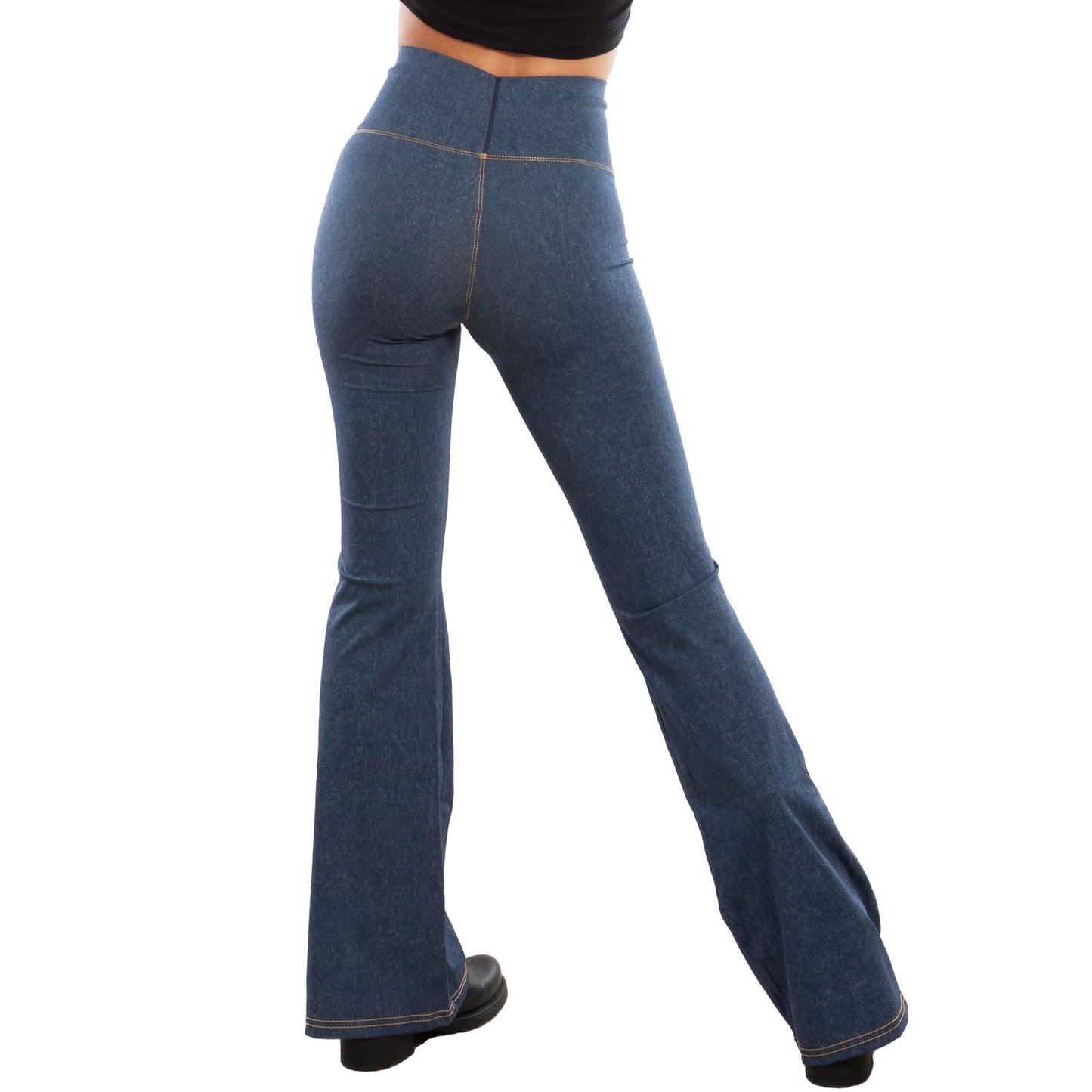 toocool leggings donna pantaloni effetto jeans zampa elefante campana vita alta toocool vi 711 blu chiaro s