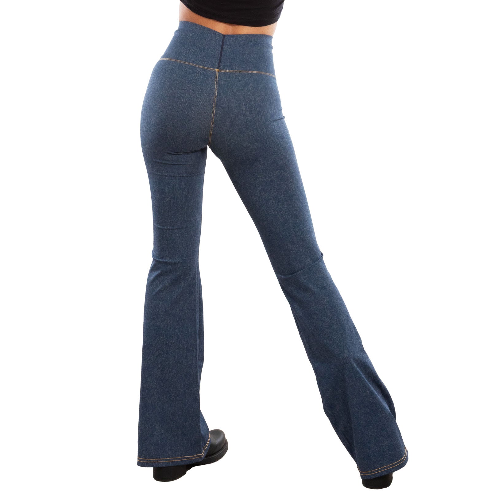 toocool leggings donna pantaloni effetto jeans zampa elefante campana vita alta toocool vi 711 blu chiaro s