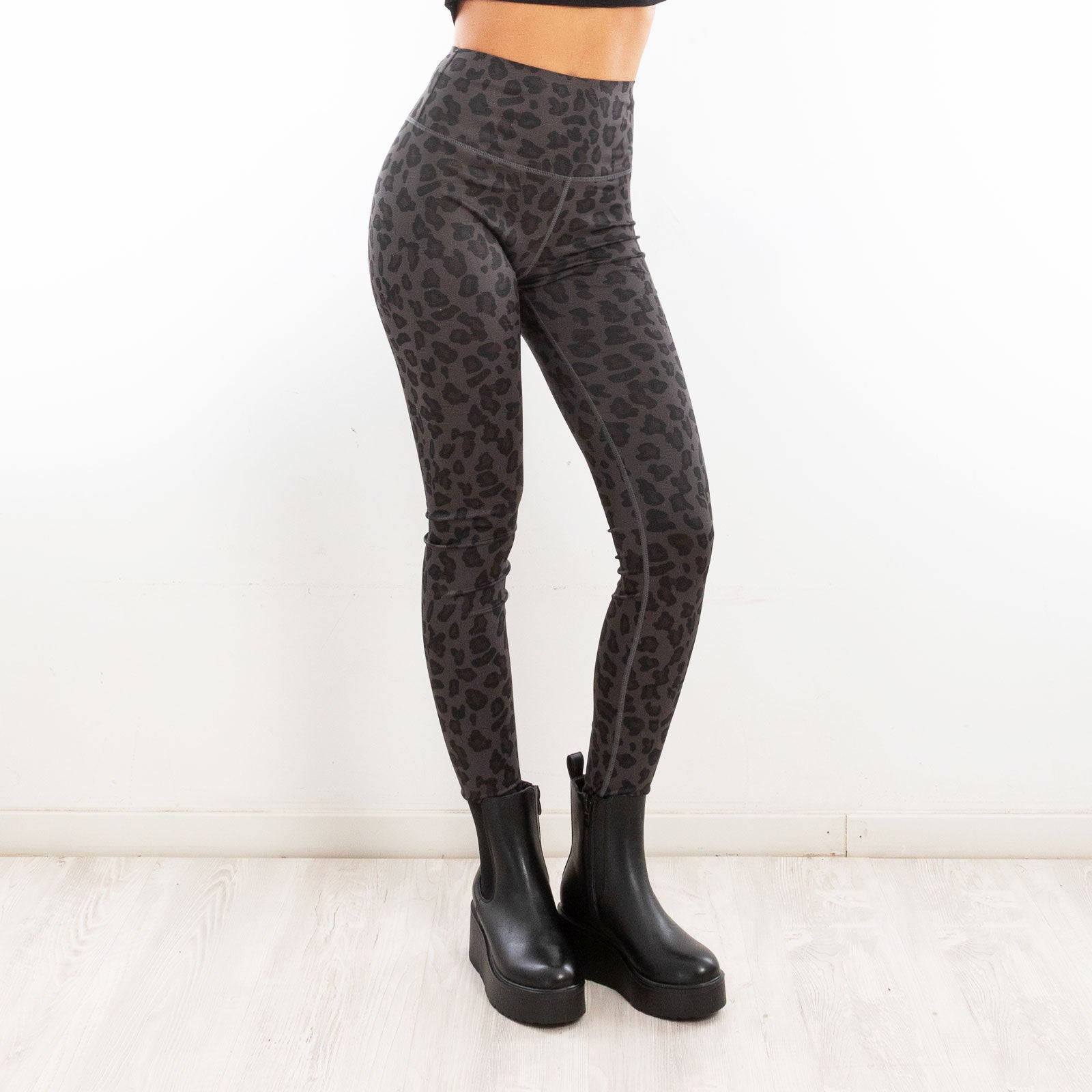 toocool leggings donna pantaloni maculati leopardati vita alta elasticizzati toocool vi 7881 marrone sm