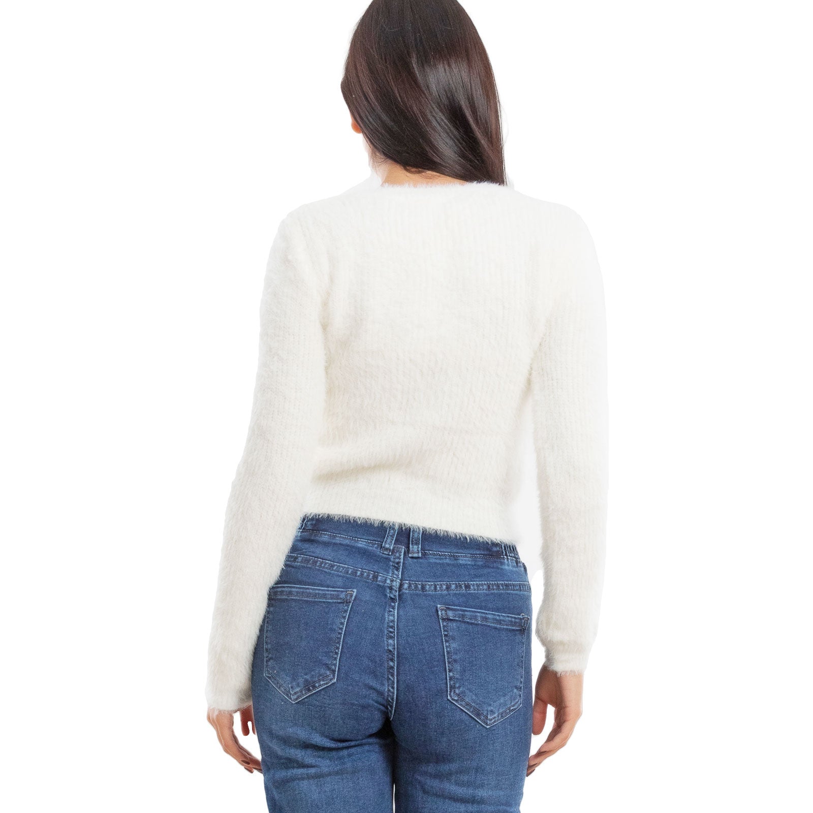 toocool maglione donna peloso pullover corto aderente invernale scollo v toocool 9390 nero sm