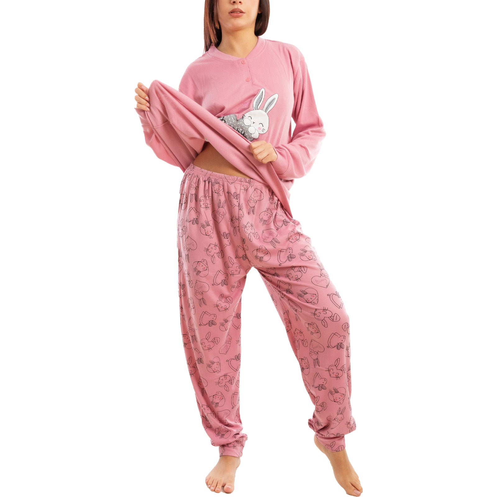 toocool pigiama donna felpato invernale coniglietti caldo c3101