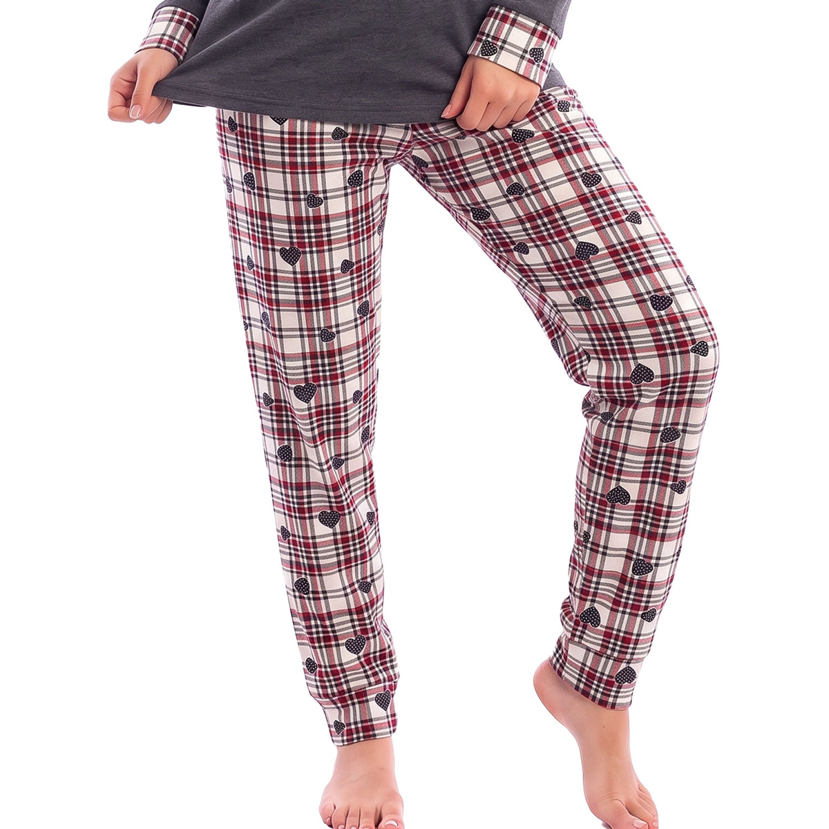 toocool pigiama donna felpato lungo scozzese cuori caldo invernale toocool q2244 blu scuro m