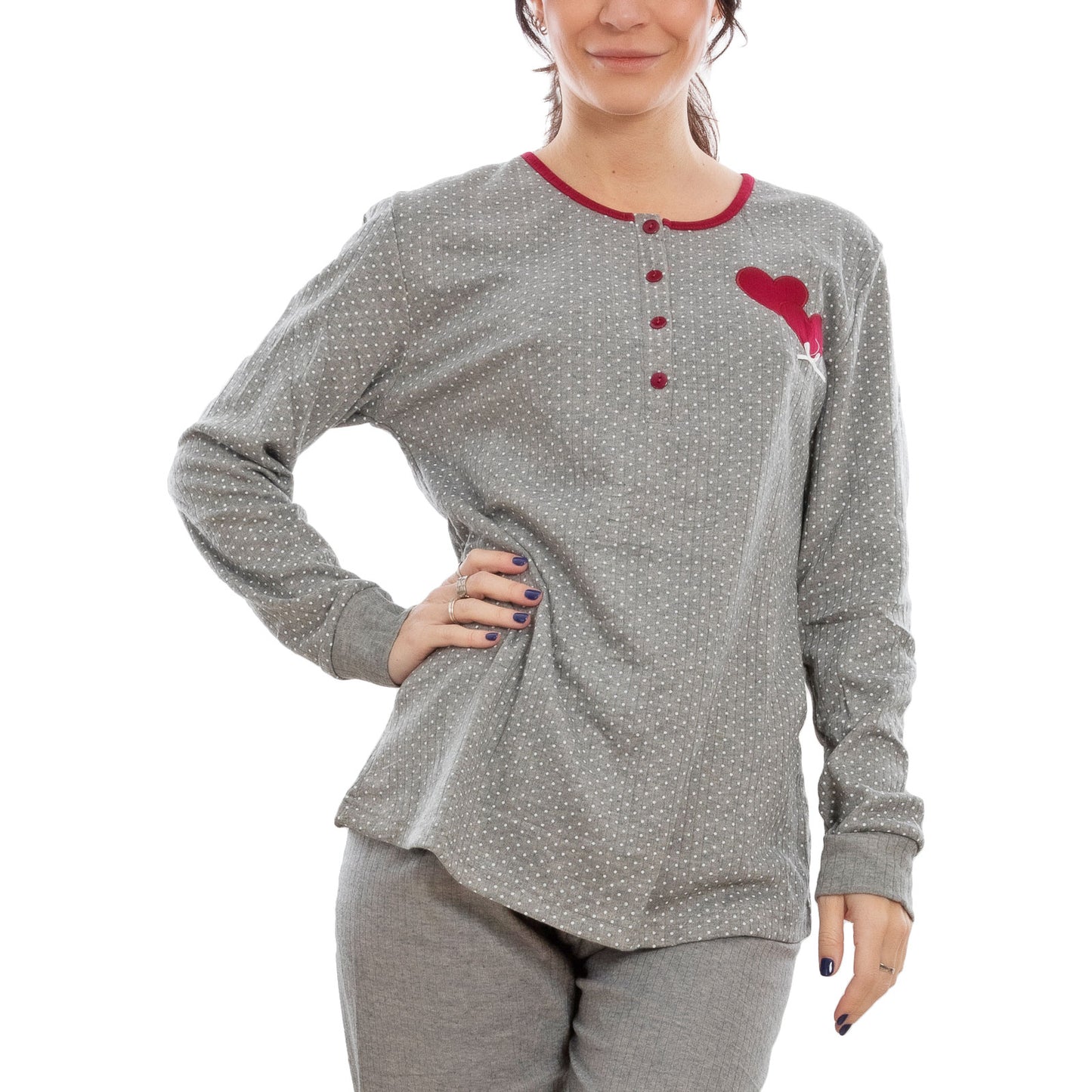 toocool pigiama donna felpato pois cuori maniche lunghe pantaloni completo 2 pezzi toocool s 8043 blu xxl