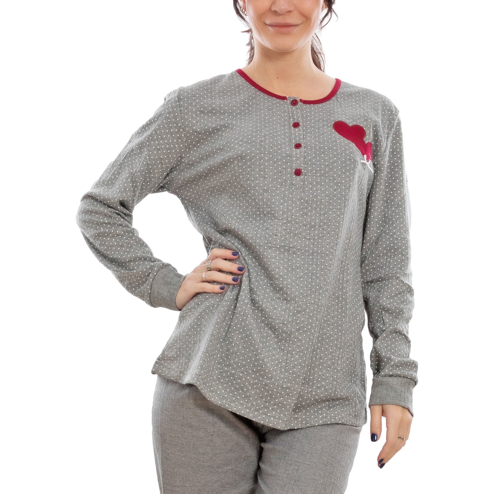 toocool pigiama donna felpato pois cuori maniche lunghe pantaloni completo 2 pezzi toocool s 8043 blu xxl