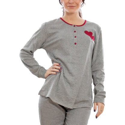 toocool pigiama donna felpato pois cuori maniche lunghe pantaloni completo 2 pezzi toocool s 8043 blu xxl