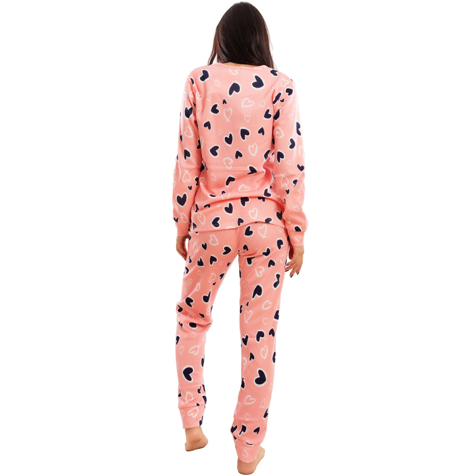 toocool pigiama donna invernale felpato cuori maniche lunghe pantaloni caldo cotone toocool q1039 nero s