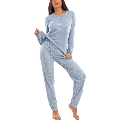 toocool pigiama donna invernale felpato gatti maniche lunghe pantaloni caldo cotone toocool 2141 verde acqua s