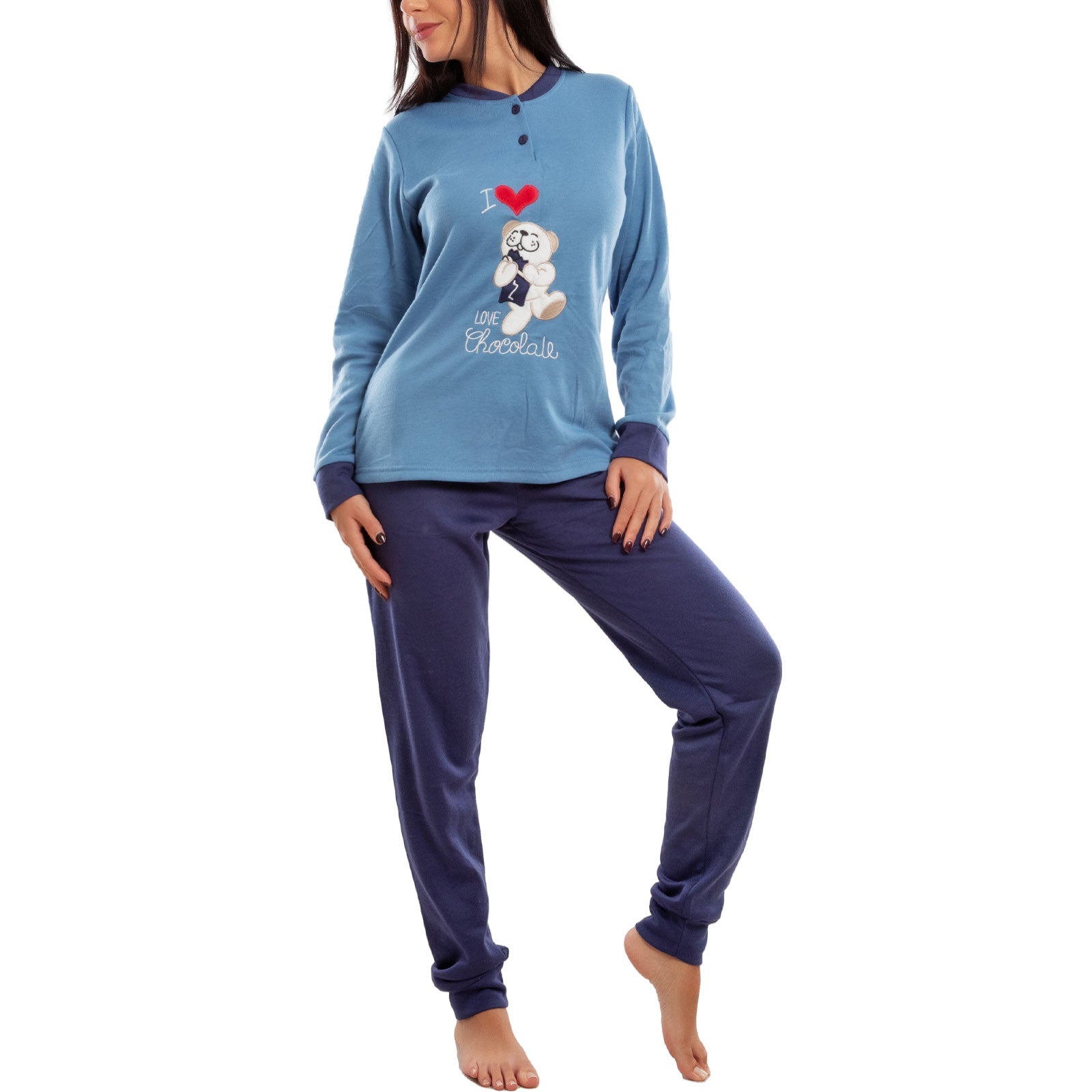 toocool pigiama donna invernale felpato orsetto orso maniche lunghe caldo cotone toocool d8369 rosa s