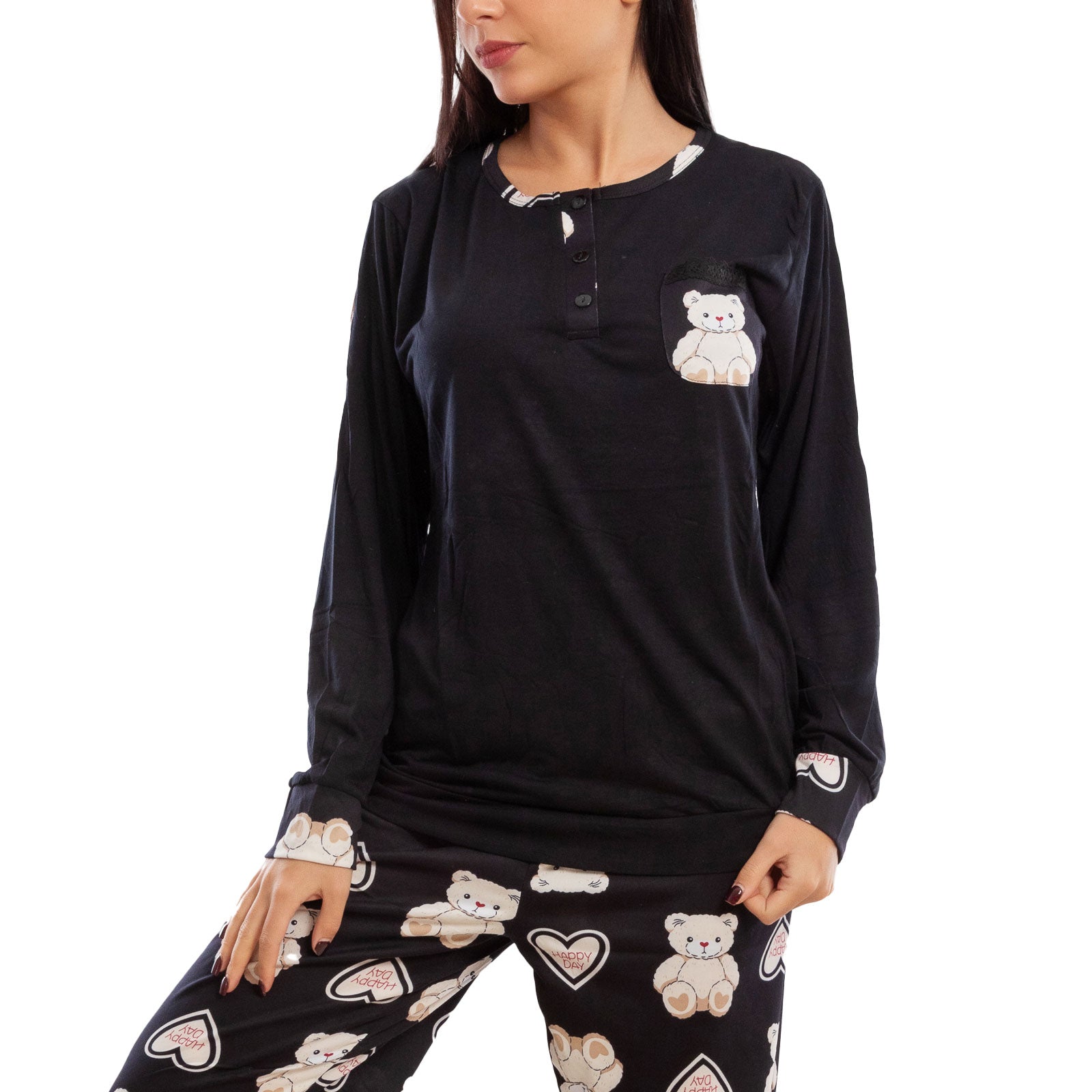 toocool pigiama donna leggero morbido orsetti maniche lunghe pantaloni completo 2 pezzi toocool k 687 rosso s