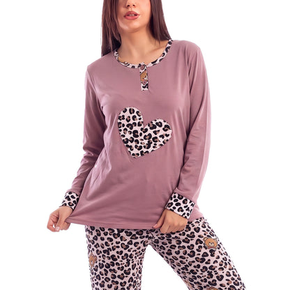 toocool pigiama felpato donna invernale stampa animalier cuore toocool q1060 nero xl