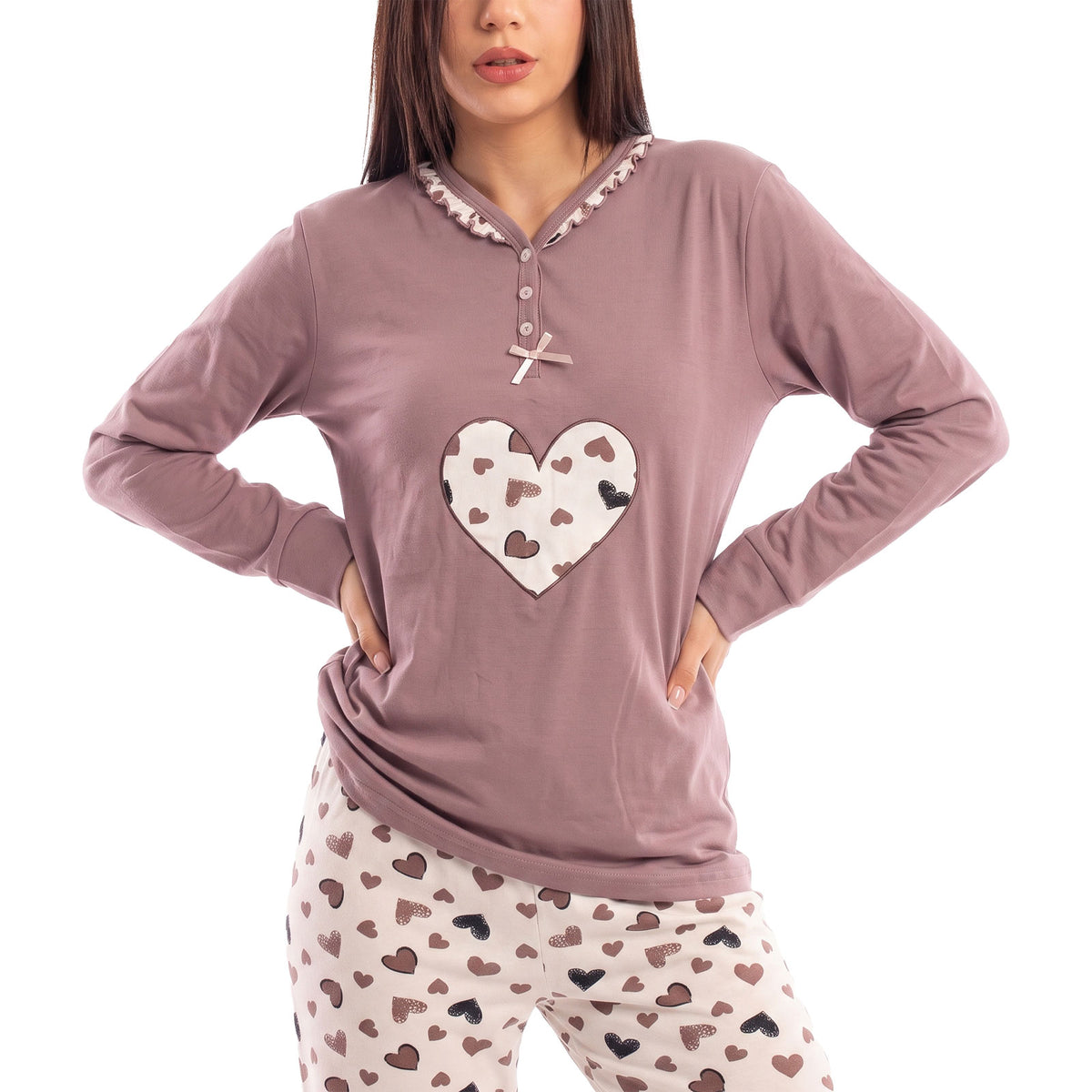 toocool pigiama felpato donna manica lunga caldo invernale cuori toocool q2225 blu m