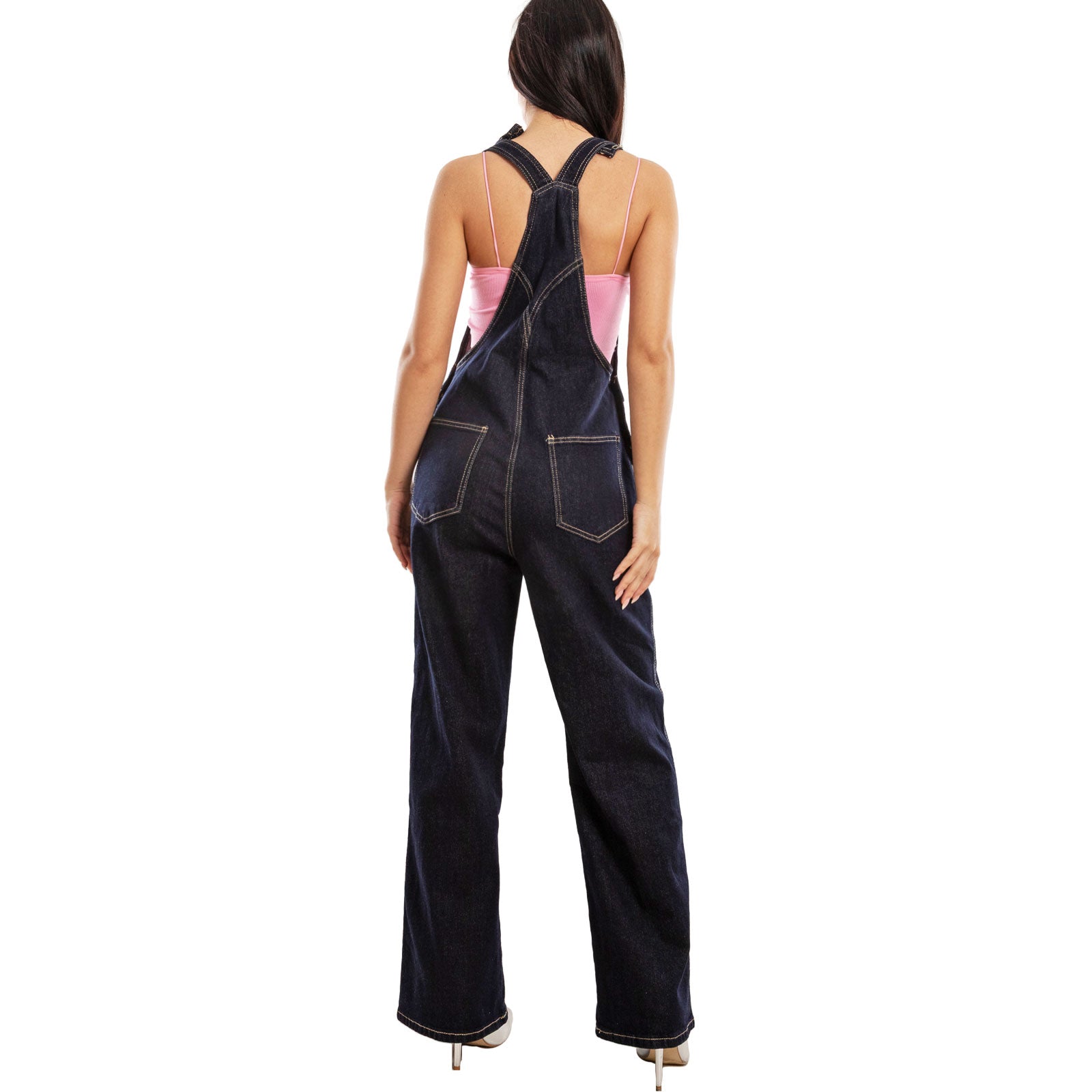 toocool salopette jeans donna palazzo tuta intera denim wide leg bretelle regolabili multitasche casual streetwear toocool vi 6633 blu chiaro s