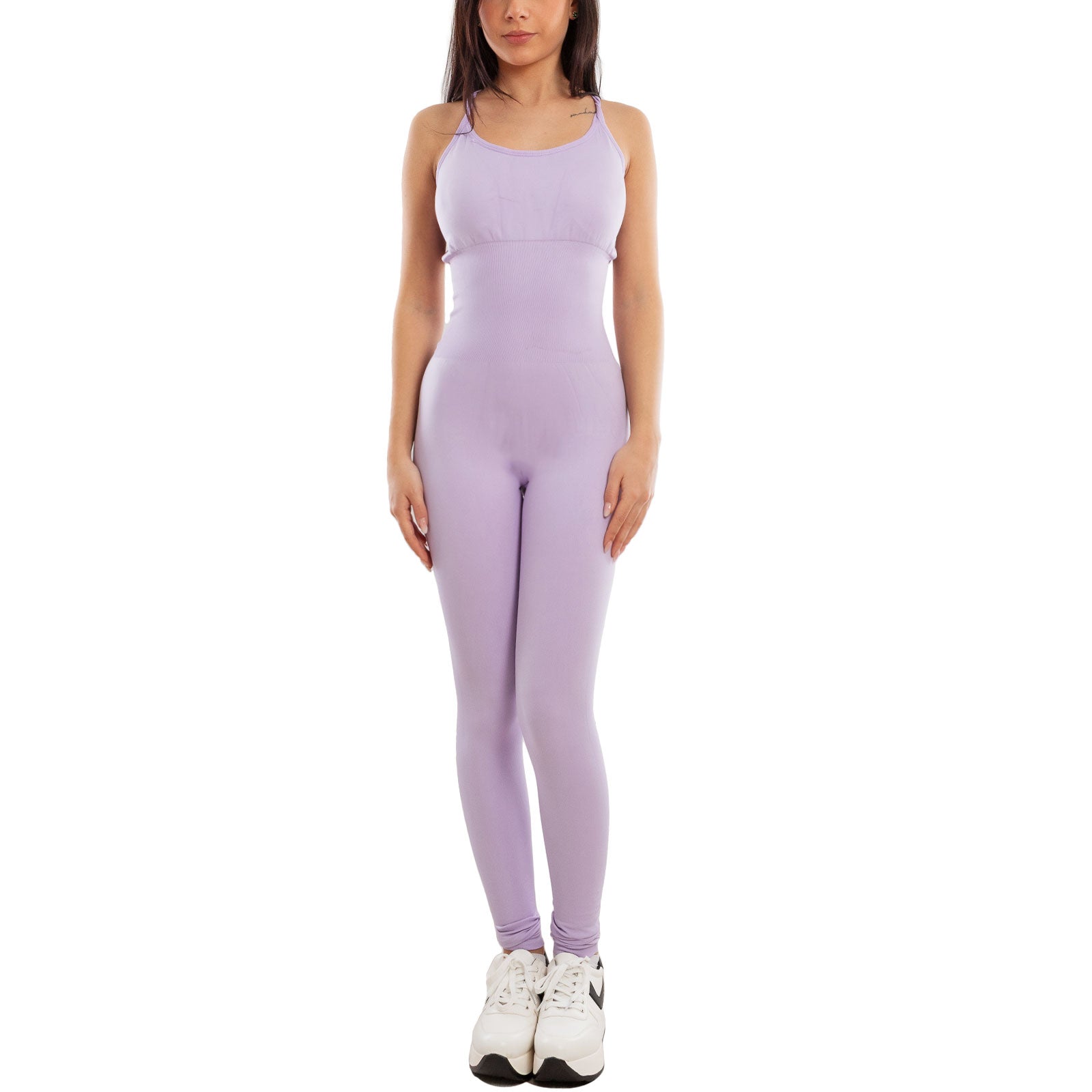 toocool tuta sportiva donna jumpsuit intera aderente body modellante yoga pilate fitness schiena scoperta incrocio toocool s90025 nero sm