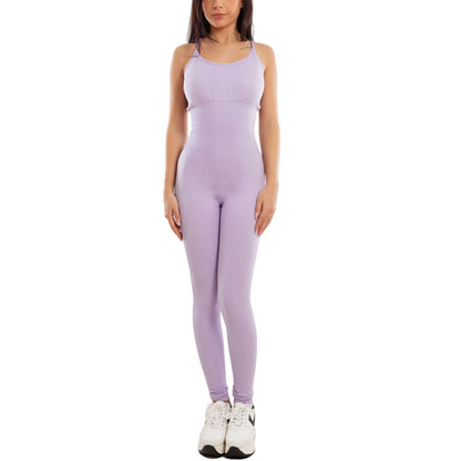 toocool tuta sportiva donna jumpsuit intera aderente body modellante yoga pilate fitness schiena scoperta incrocio toocool s90025 nero sm