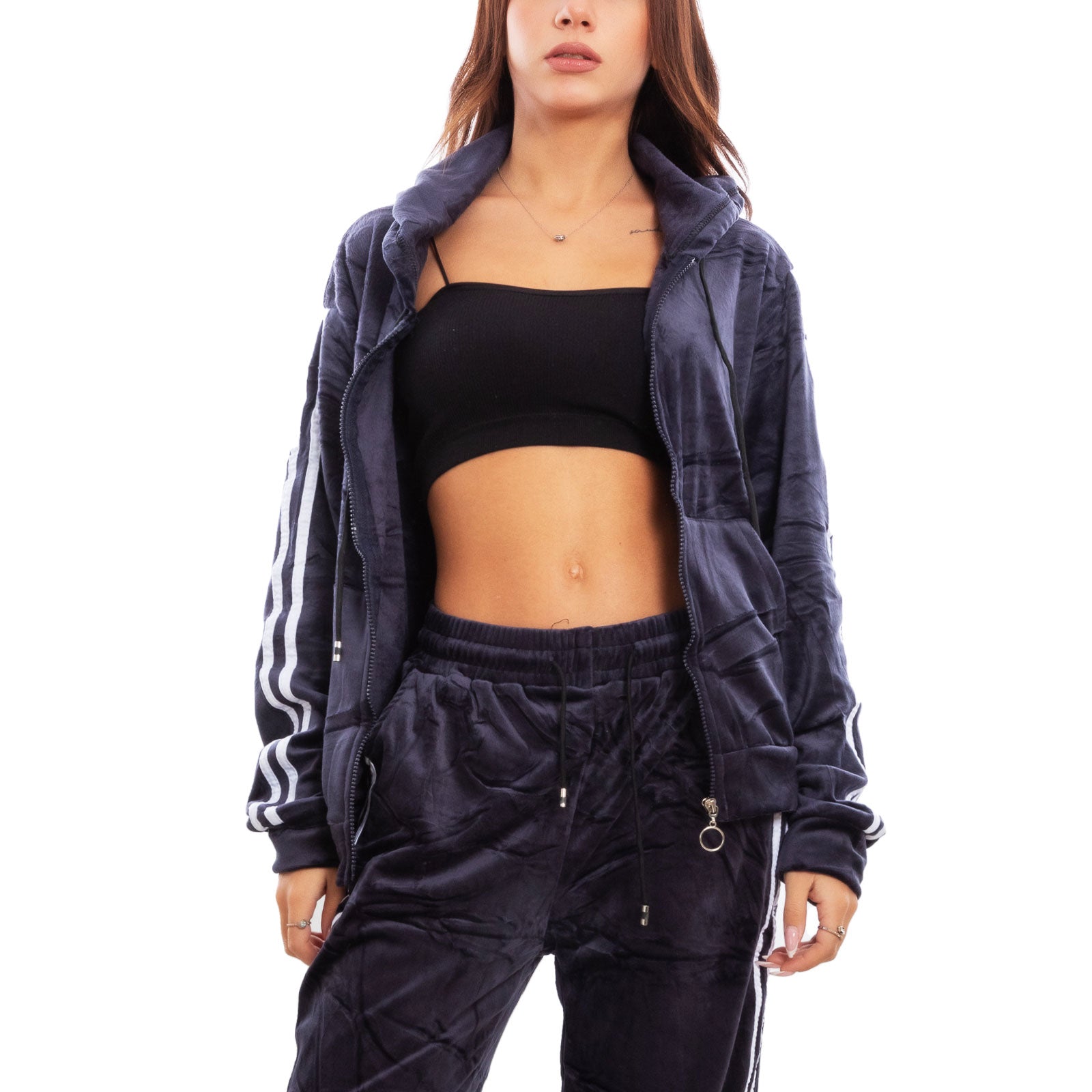 immagine-10-toocool-tuta-sportiva-donna-velour-velluto-ciniglia-cappuccio-be-8502