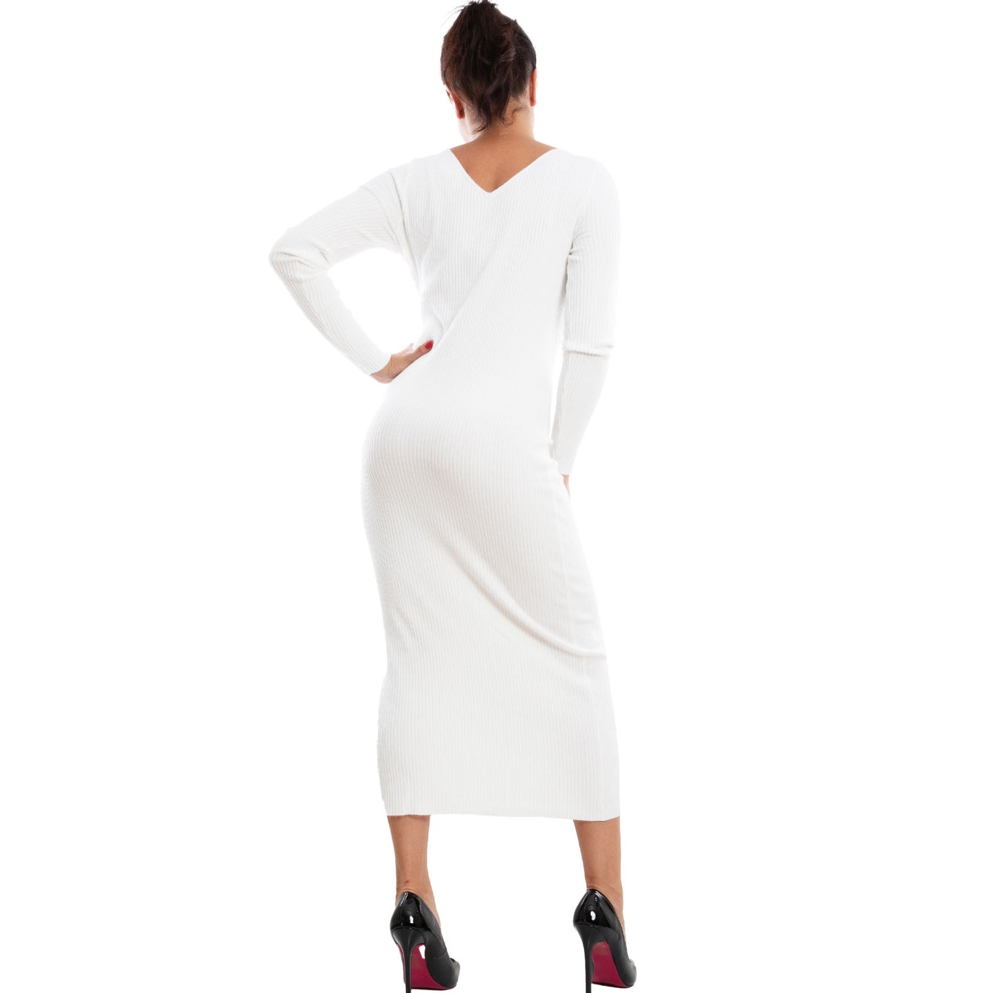 toocool abito donna in maglia a costine vestito midi slim fit manica lunga elegante e casual toocool vi 17126 nero sm
