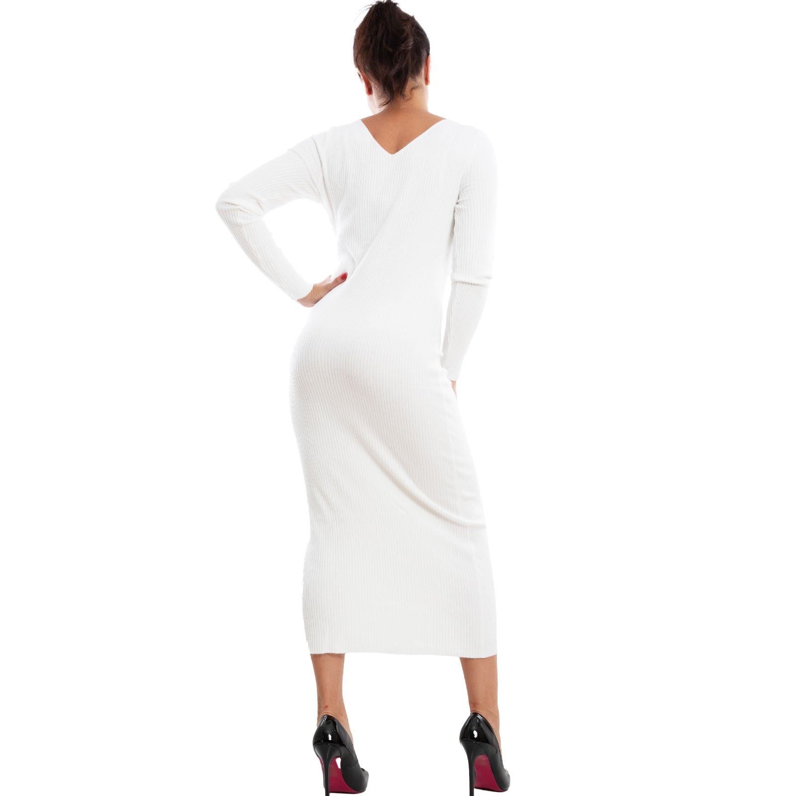 toocool abito donna in maglia a costine vestito midi slim fit manica lunga elegante e casual toocool vi 17126 nero sm