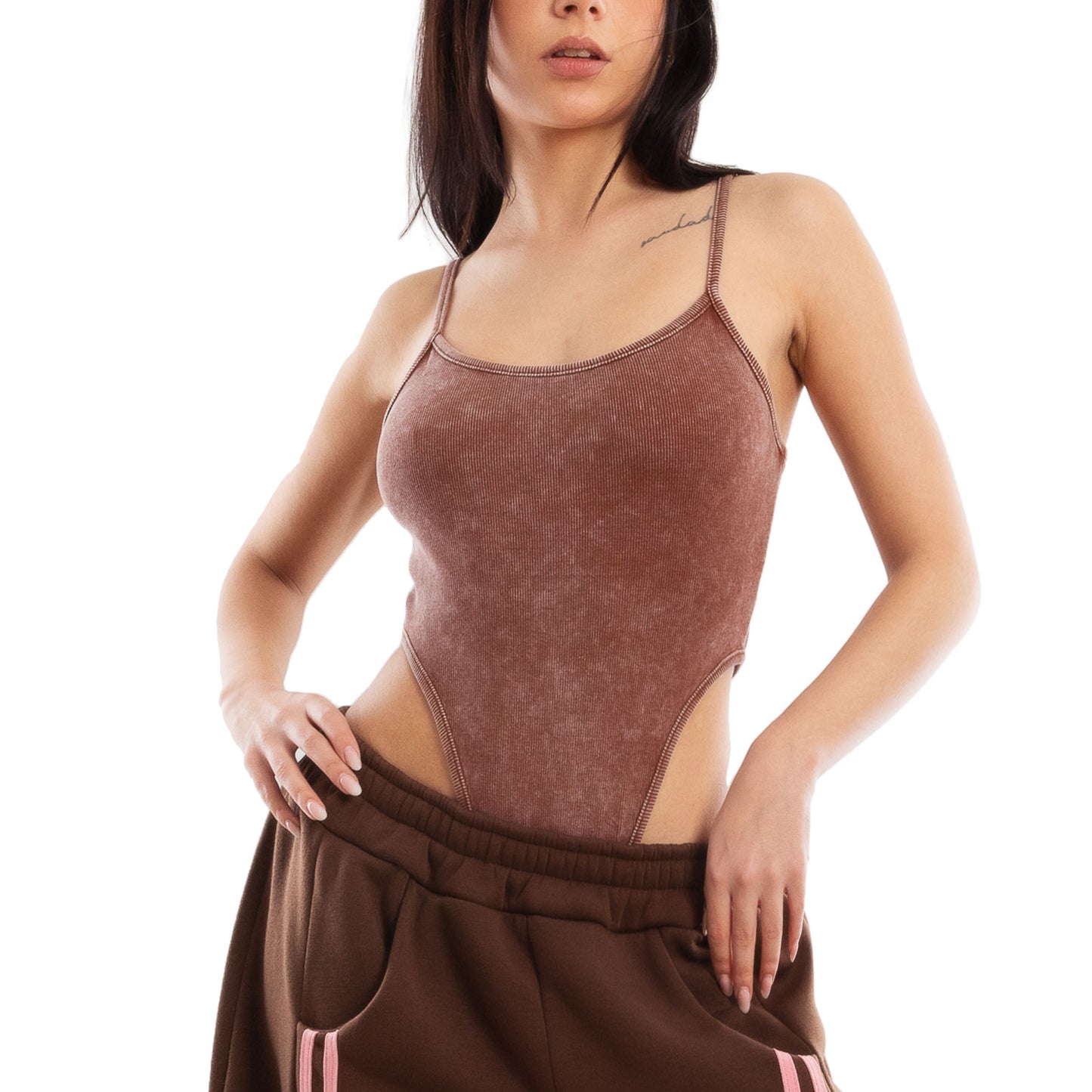 toocool body donna costine sgambato effetto lavato distressed canotta intima elasticizzata design high cut treetwear casual toocool vs1303 nero sm