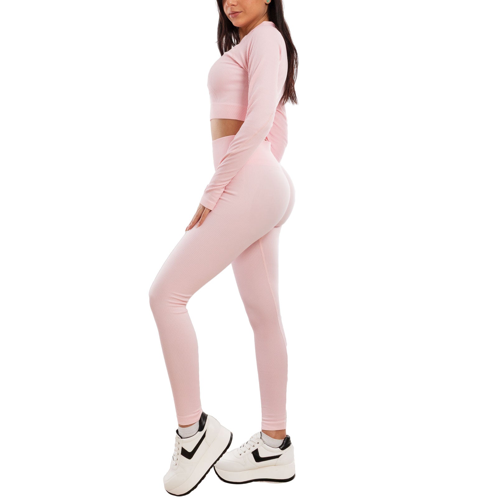 toocool completo sportivo donna 2 pezzi set palestra seamless costine top crop foro per pollice leggings push up vita alta toocool s90077 nero sm