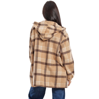 toocool giacca donna blazer felpa cardigan flanella cappuccio scozzese quadri toocool vi 5790 nero sl