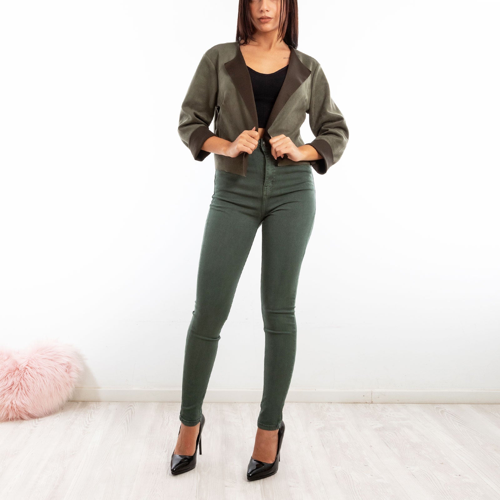 toocool giacca donna finta pelle scamosciata aperta 20868