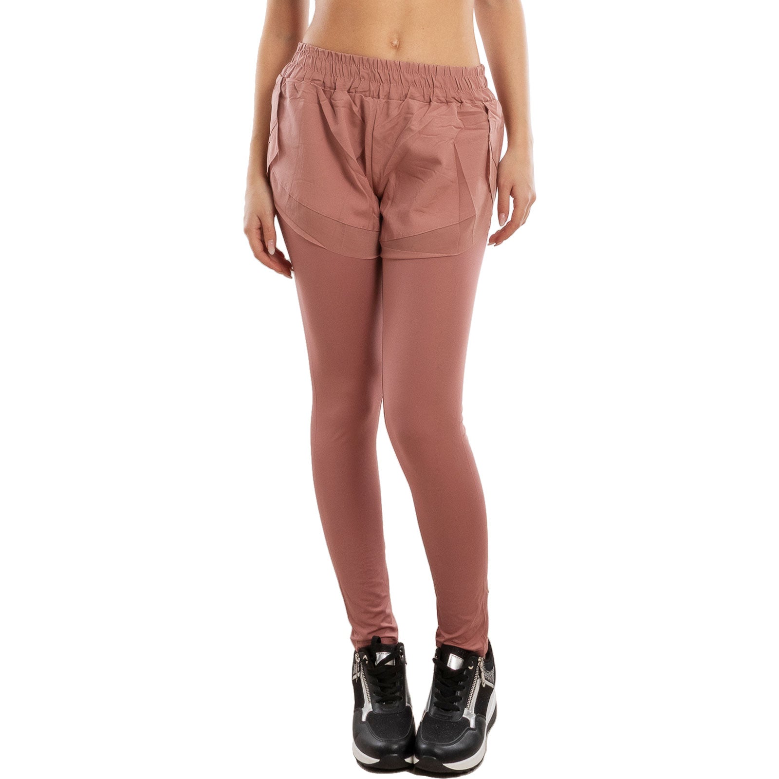 toocool leggings sportivi 2 in 1 donna pantaloncini sovrapposti tasca laterale leggings fitness yoga palestra toocool 821915 nero sm
