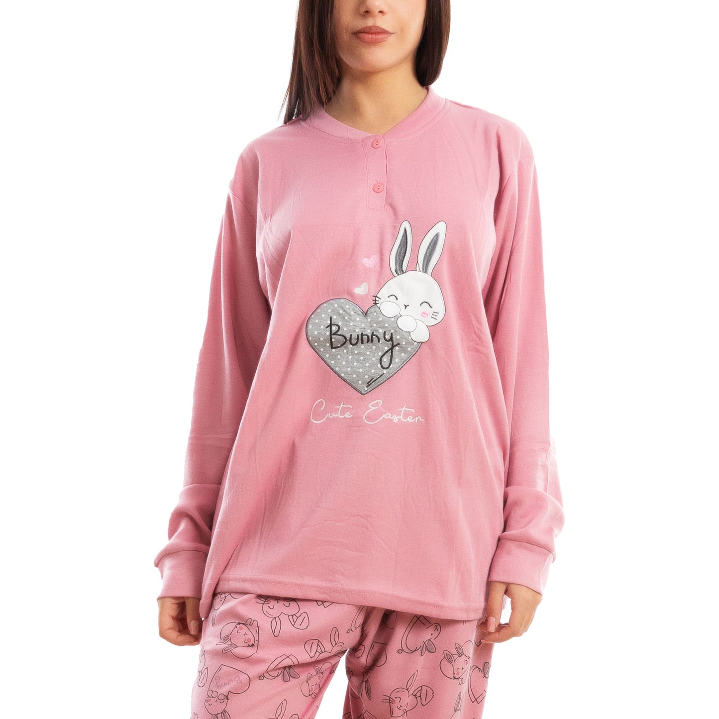 toocool pigiama donna felpato invernale coniglietti caldo c3101