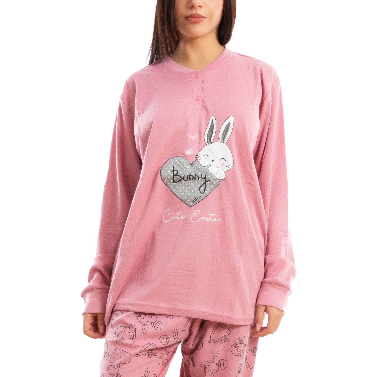 toocool pigiama donna felpato invernale coniglietti caldo c3101