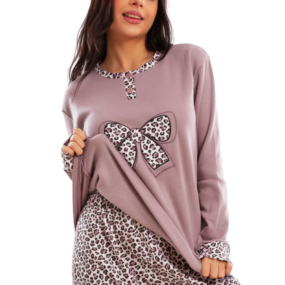 toocool pigiama donna felpato invernale leopardato caldo manica lunga pantaloni toocool q2237 nero m