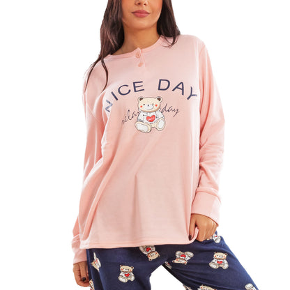 toocool pigiama donna invernale felpato orsetto maniche lunghe pantaloni caldo cotone toocool q2251 grigio m