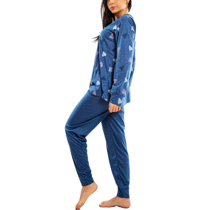 toocool pigiama donna lungo set due pezzi maglia tasca frontale pantalone con polsini design a cuori toocool h48 rosa s