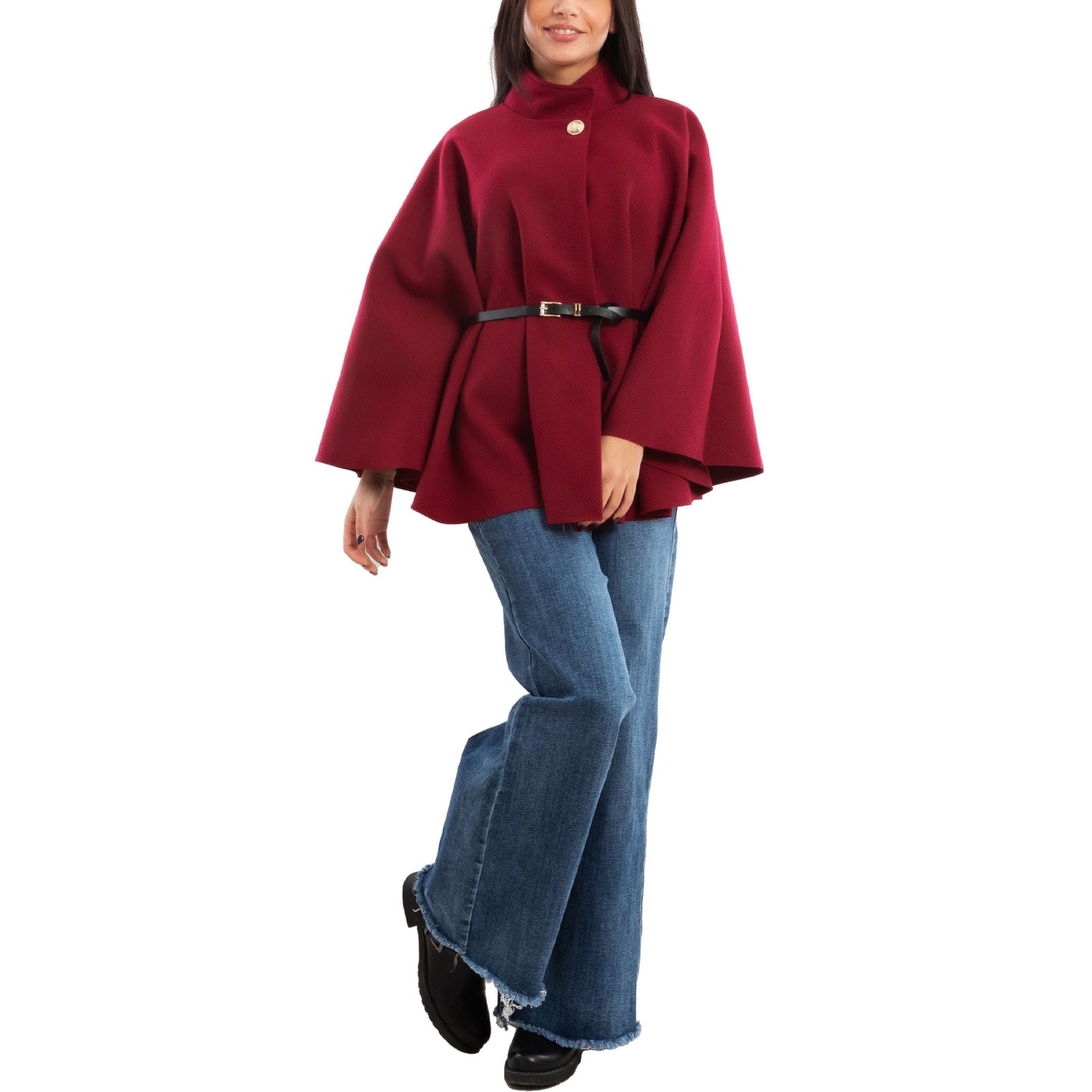 toocool poncho elegante da donna con cintura regolabile in vita mantella morbida vi 5192