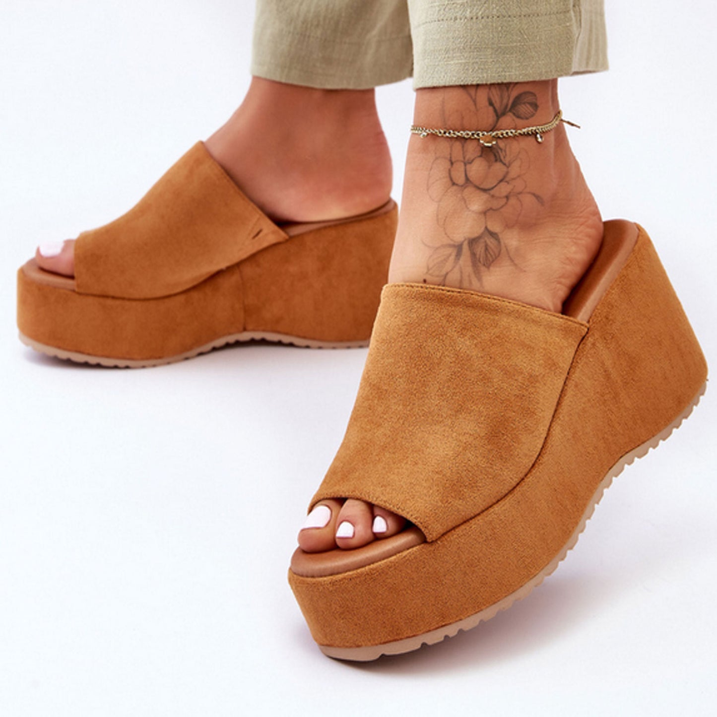 toocool sabot donna sandali scamosciati zeppa flatform hd055 181