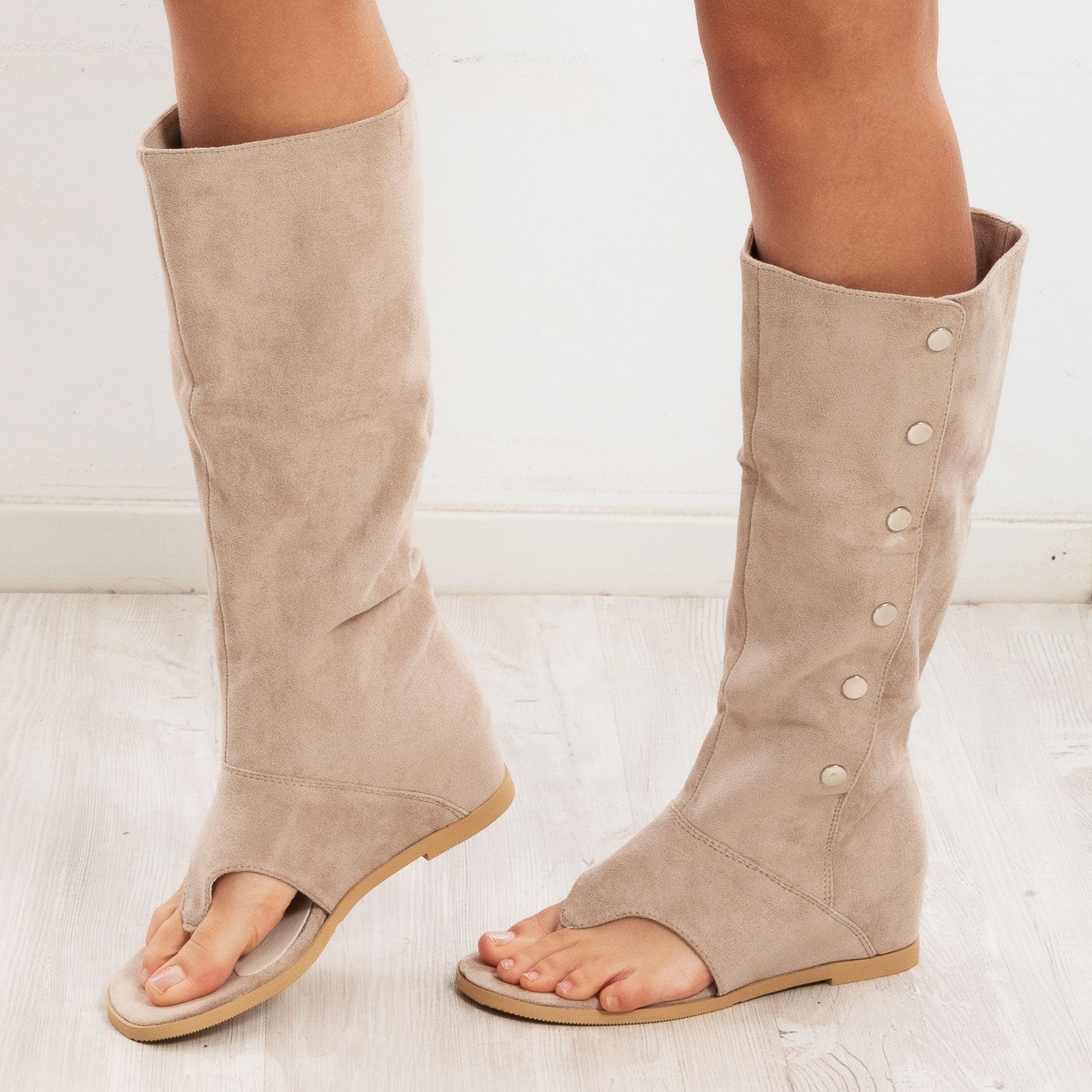 toocool stivali gladiatore donna scamosciati infradito tacco interno wz688 151