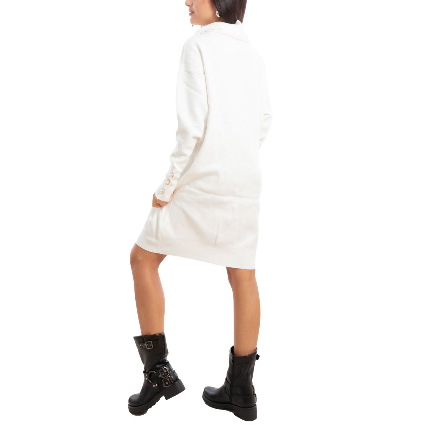 toocool vestito donna miniabito collo alto maglia tricot maximaglione toocool mtc13293 nero sl