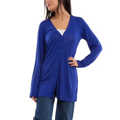 toocool cardigan lungo donna elegante coprispalle spolverino bottoni manica lunga toocool vb 4222 nero sl