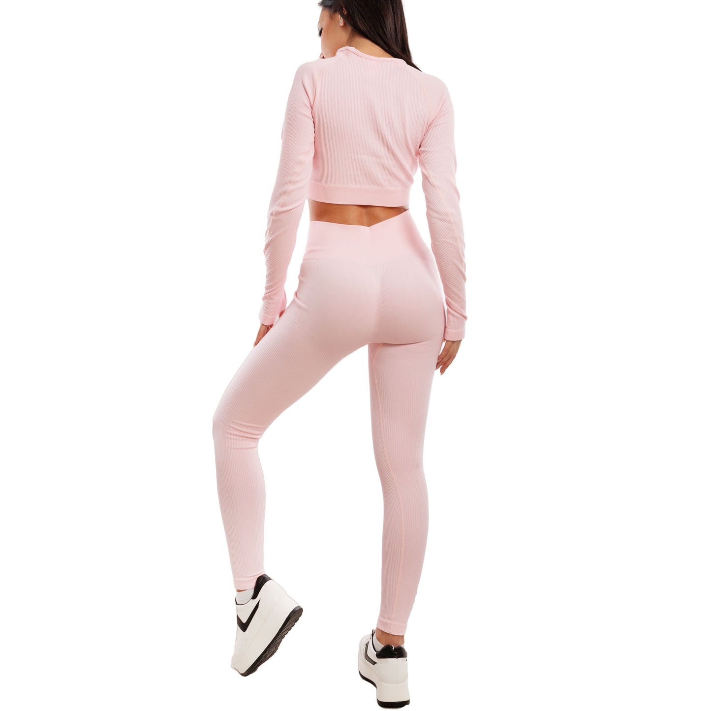 toocool completo sportivo donna 2 pezzi set palestra seamless costine top crop foro per pollice leggings push up vita alta toocool s90077 nero sm