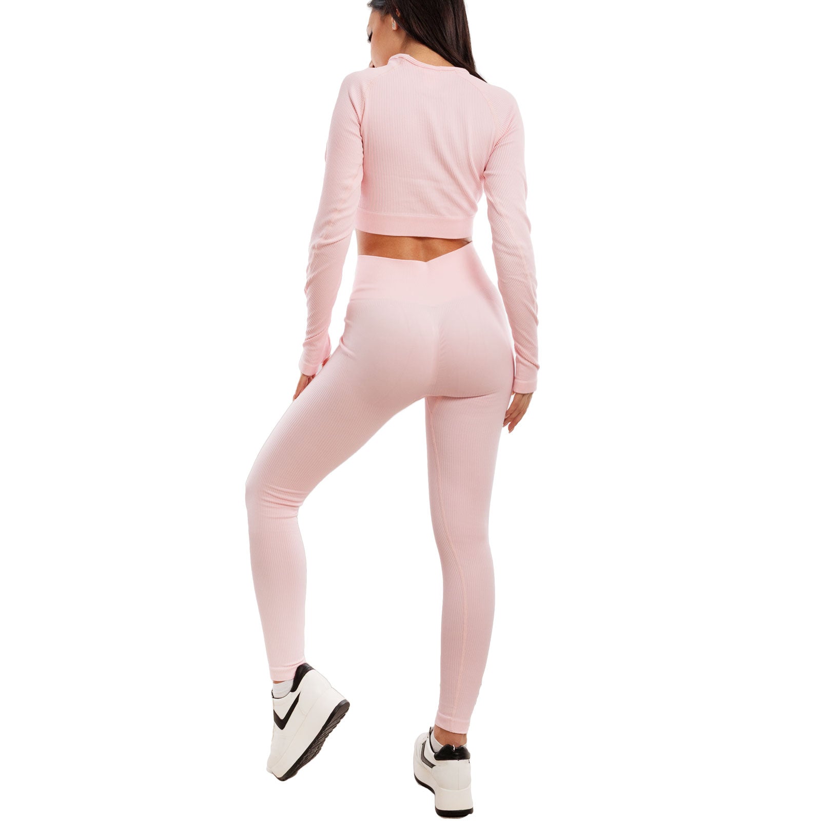 toocool completo sportivo donna 2 pezzi set palestra seamless costine top crop foro per pollice leggings push up vita alta toocool s90077 nero sm