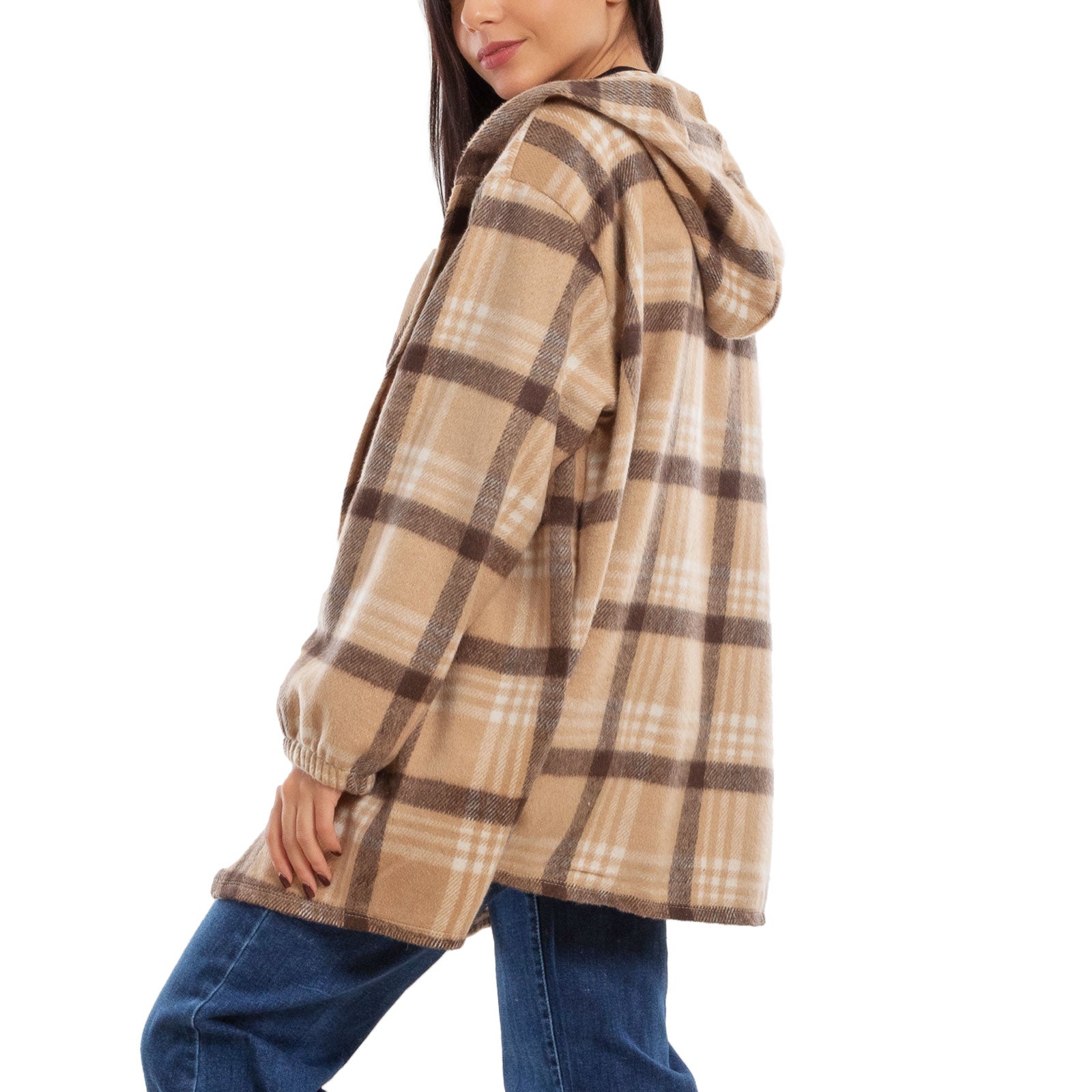 toocool giacca donna blazer felpa cardigan flanella cappuccio scozzese quadri toocool vi 5790 nero sl