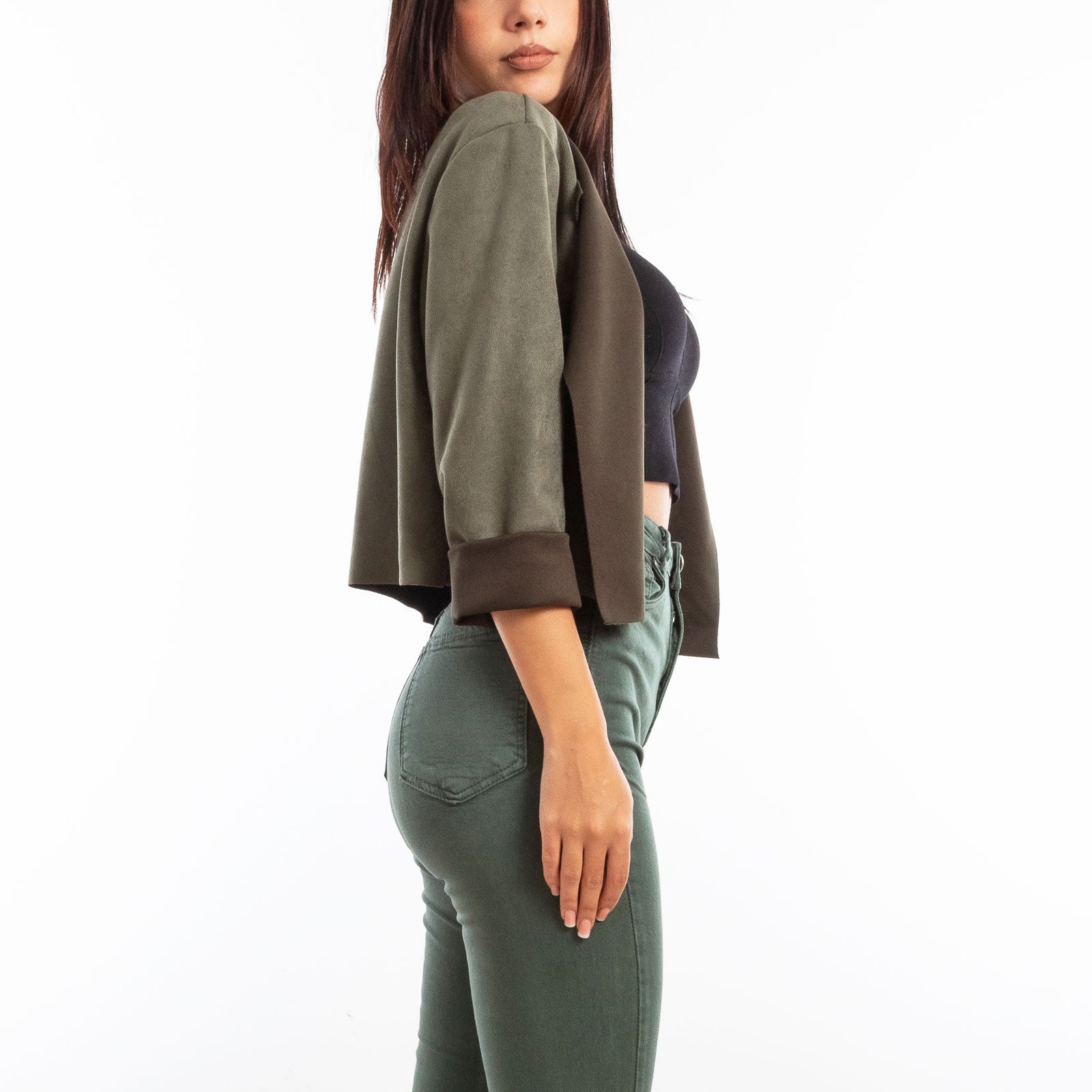 toocool giacca donna finta pelle scamosciata aperta 20868