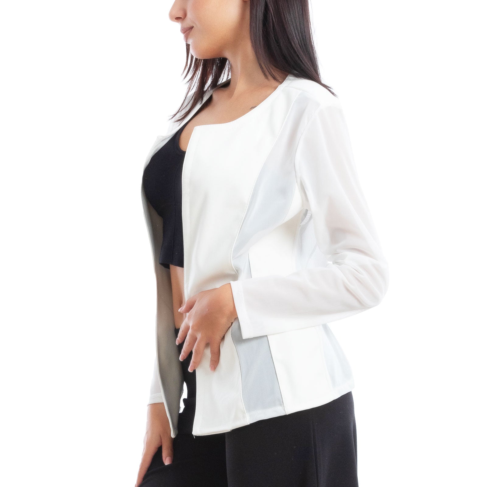 toocool giacca pelle sintetica donna velata elegante g987