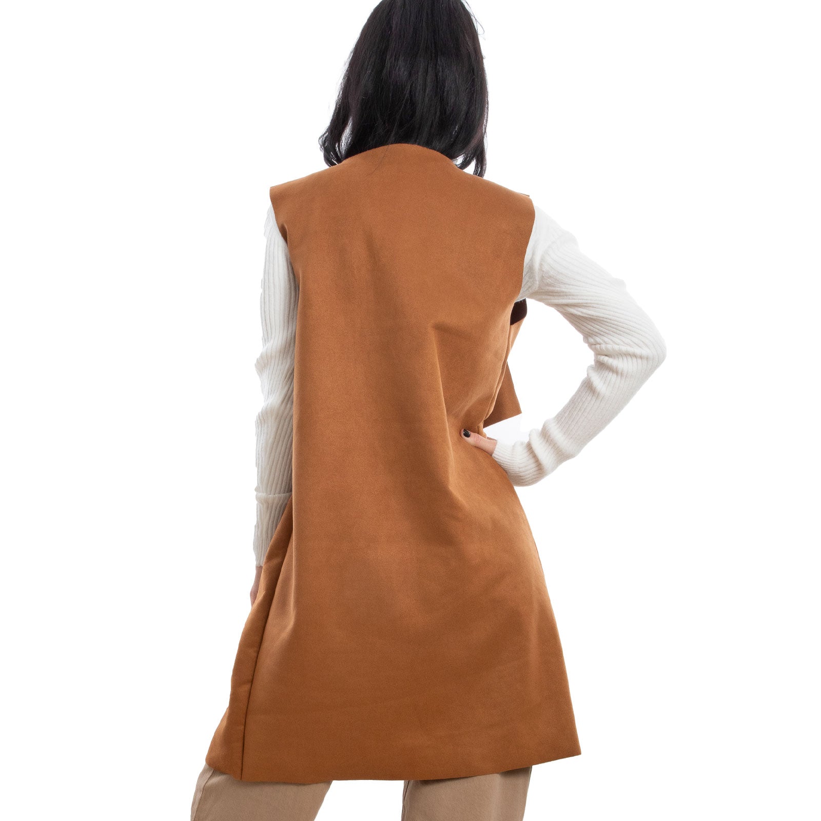 immagine-12-toocool-gilet-lungo-donna-scamosciato-smanicato-vi-3601