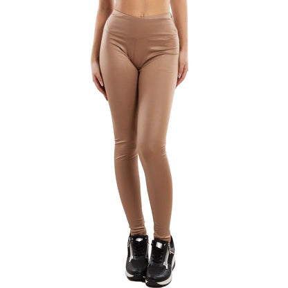 toocool leggings donna effetto liquid elasticizzati pantaloni skinny vita alta lucidi vi 3211