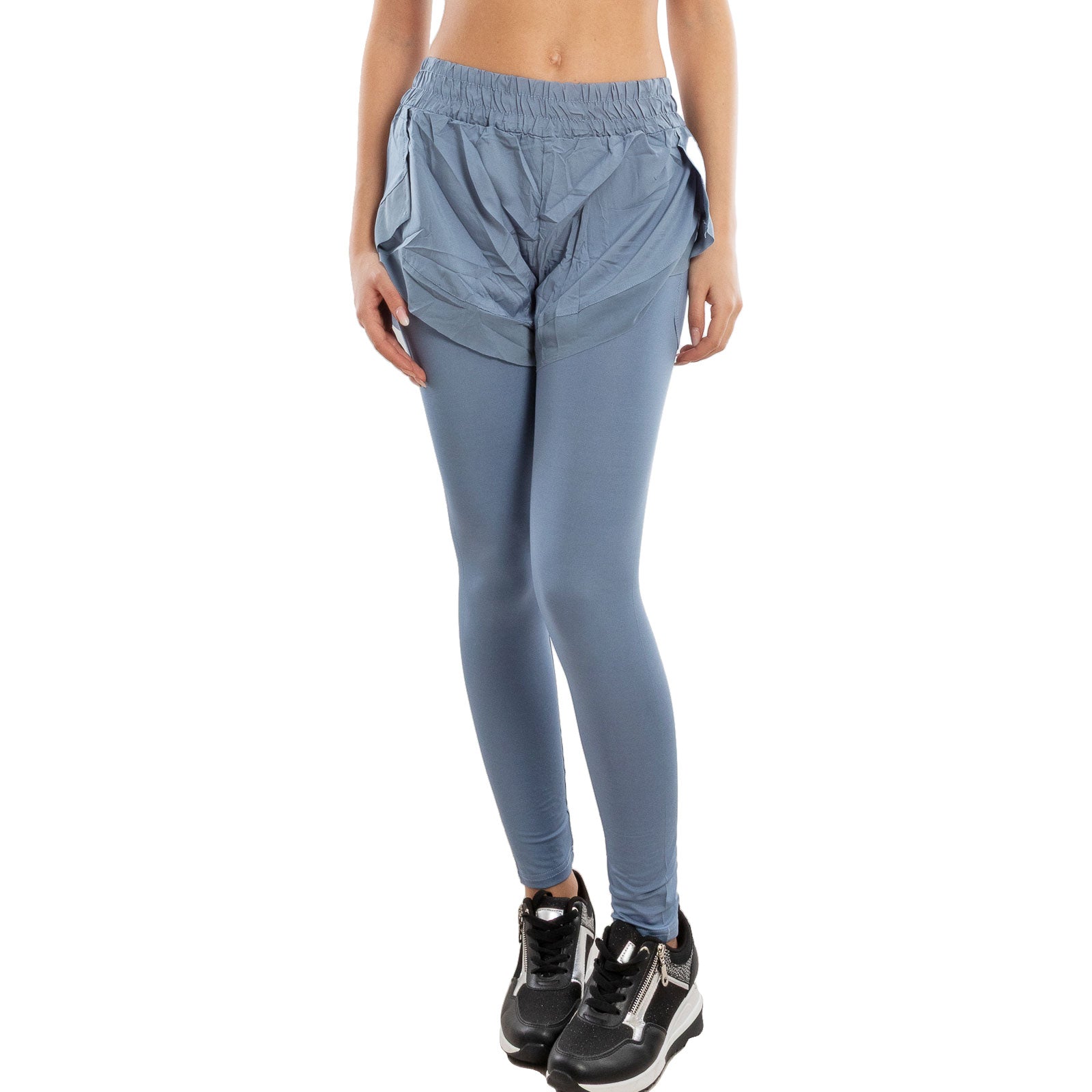 toocool leggings sportivi 2 in 1 donna pantaloncini sovrapposti tasca laterale leggings fitness yoga palestra toocool 821915 nero sm