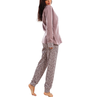 toocool pigiama donna felpato invernale leopardato caldo manica lunga pantaloni toocool q2237 nero m