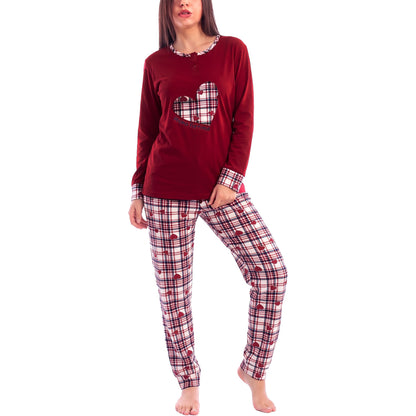 toocool pigiama donna felpato lungo scozzese cuori caldo invernale toocool q2244 blu scuro m