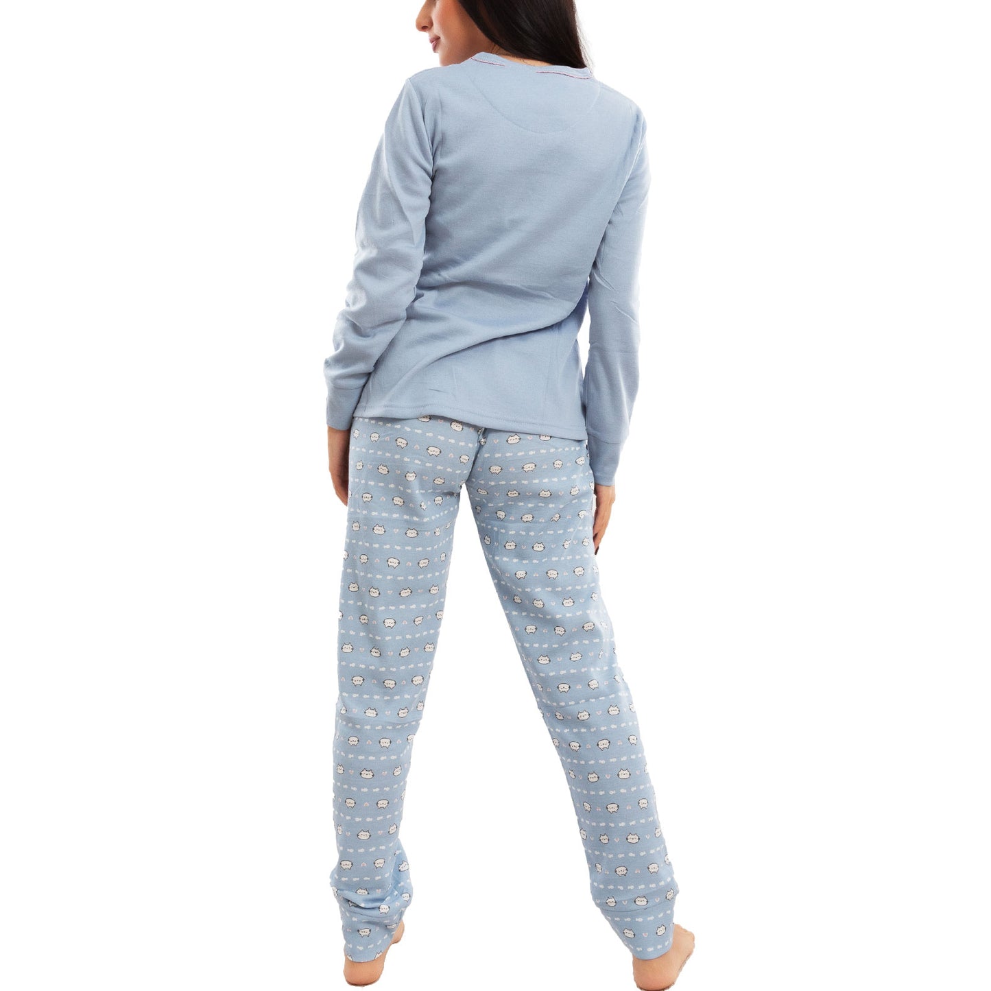 toocool pigiama donna invernale felpato gatti maniche lunghe pantaloni caldo cotone toocool 2141 verde acqua s